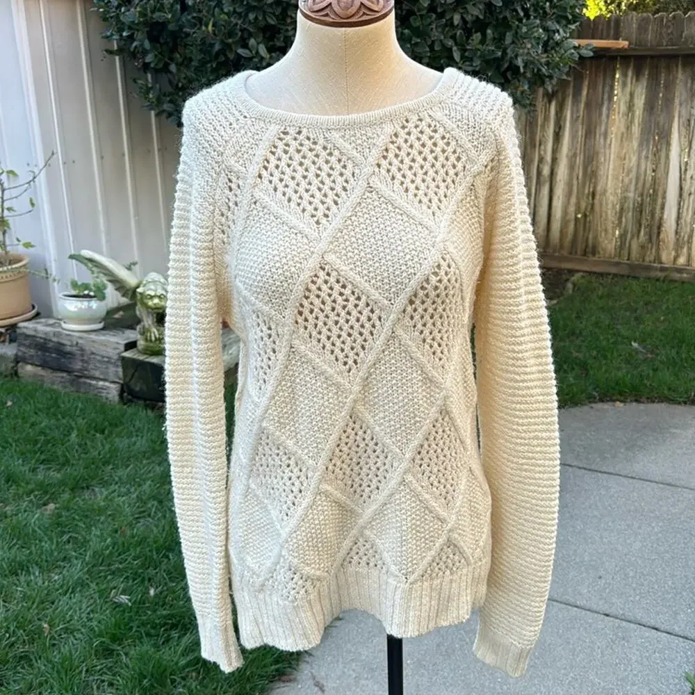 American Eagle Outfitters Pullover Ivory Cream Sweater Women's Size Small